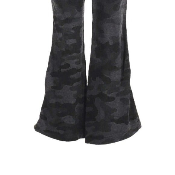 Sundry Camo Charcoal Gray Kick Flare Ankle Pants Size 0 Drawstring Lounge Track - Picture 7 of 11